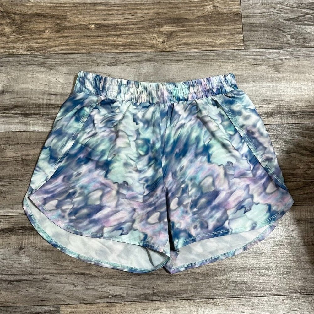 All In Motion Girl's Run Shorts Blue Swirl Size XL